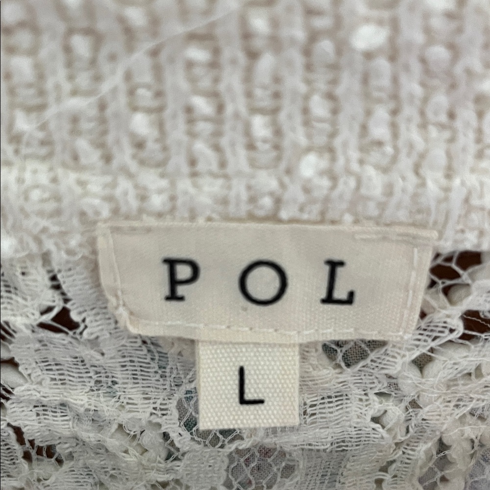 POL White Lace Textured Top With Red Stripes Size Large NWOT - Picture 2 of 10